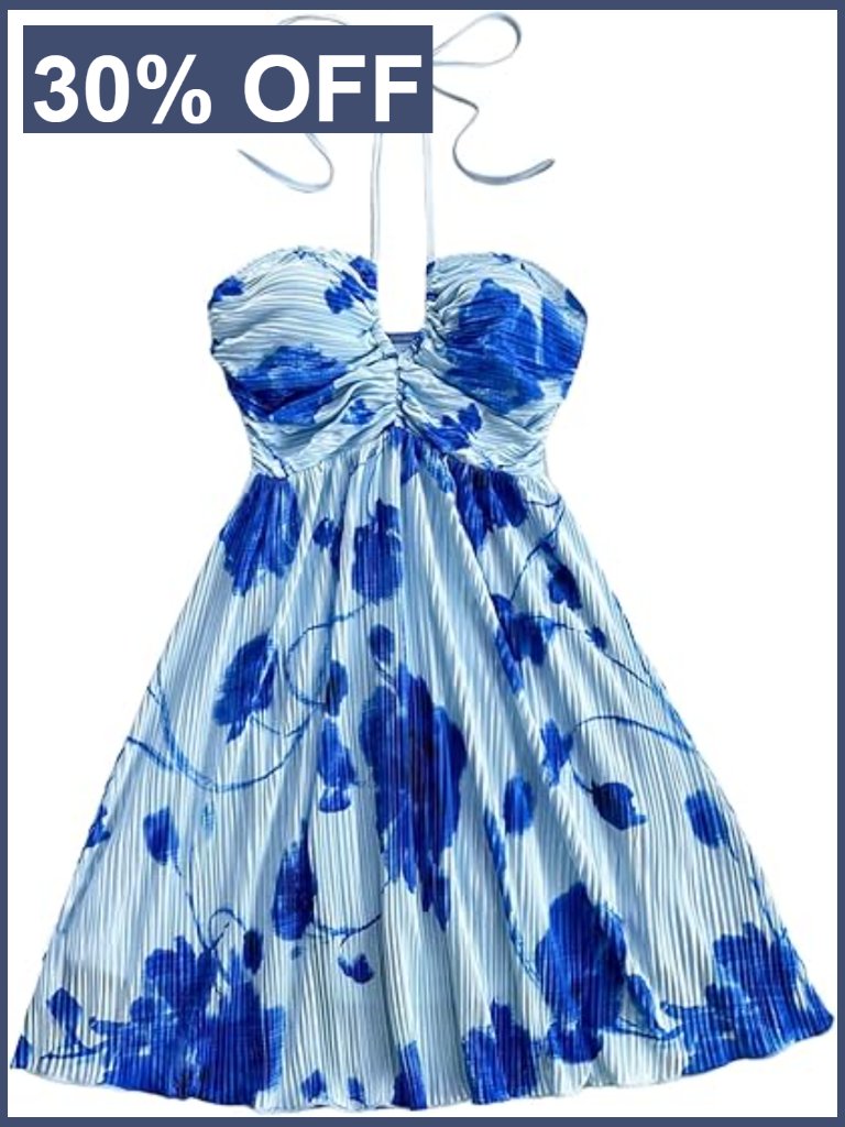 Halter Tie Dye Cami Dress Sleeveless Backless A-Line Summer Sundress
